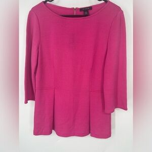NWOT St. John Hot Pink Wool Blend Fit and Flare Quarter Sleeve Top 8